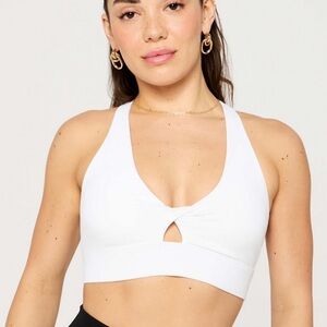Fabletics White Twist Keyhole Sports Bralette